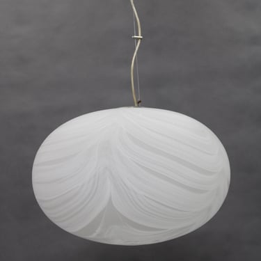 1980s Large Oval Murano Glass Pendant Light, Italy 