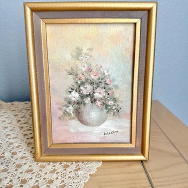Vintage Oil Painting, Floral Still Life, Soft Colors, Framed, Signed Original Art, Date 1981 