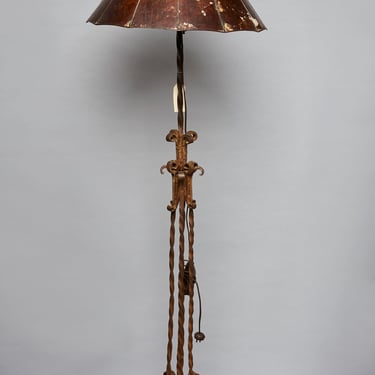 Wrought Iron Floor Lamp with Mica Shade