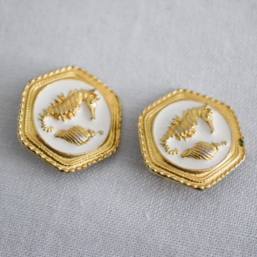 1980s/90s Seahorse and Seashell Clip Earrings 