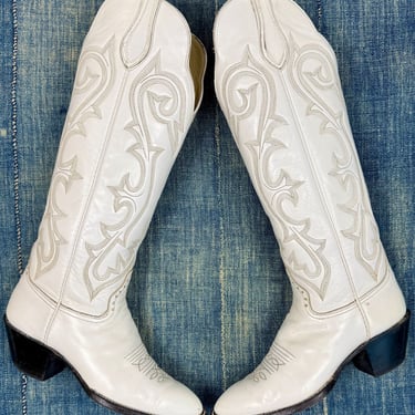 White Hondo Knee High Boots