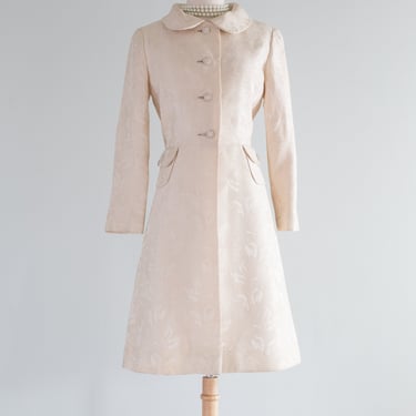 Elegant 1960's Ivory Brocade Coat &amp; Dress Set From I.Magnin / ML