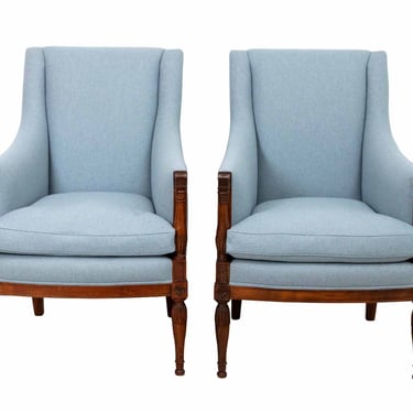 Pair of Directoire Style Mahogany Bergere Chairs