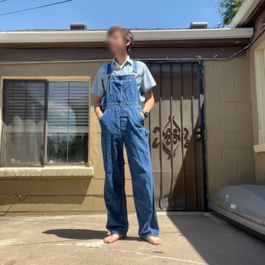 Vintage 70s Unbranded Blue Jean Overalls Size 30 waist 