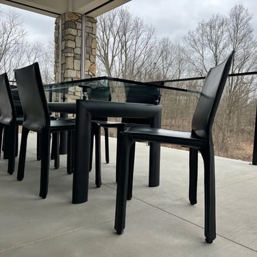 Mario Bellini Cab 412 Dining Chairs in Black Leather for Cassina Set of 6