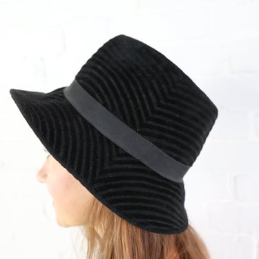 1960s Black Fur Hat | 60s Black Fur Fedora | Chapeau Creations 