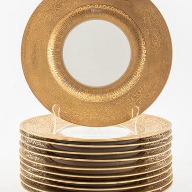 Hutschenreuther Gold Encrusted Dinner Plates, 11