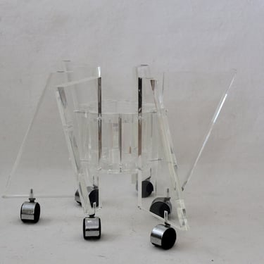 Vintage Modern Unique Lucite Six  Legs Coffee Table with Castors 