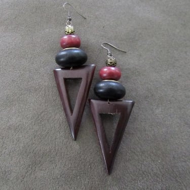 Chunky wooden triangle earrings 