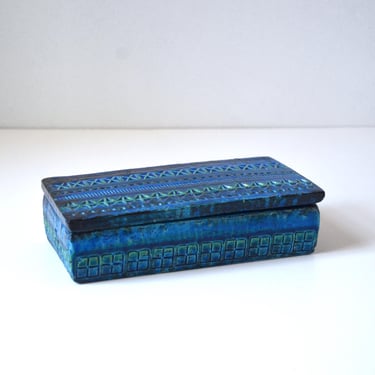 Rimini Blue Italian Pottery Covered Box by Aldo Londi for Bitossi 