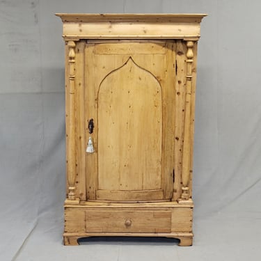 Antique 19th Century Danish Scandinavian Pine Bow Front Armoire Wardrobe