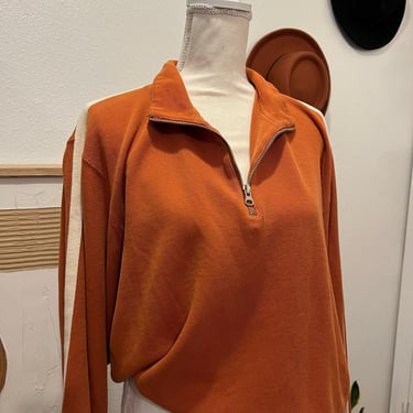 Abercrombie & Fitch Orange Cotton Ribbed Oversized 1/2 Zip Pullover Sweater XL 