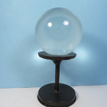 Vintage Glass Ball Paperweight - Heavy Clear Glass Ball on Stand 