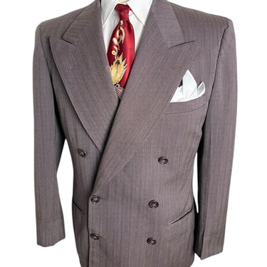 Vintage 1940s Michaels-Stern DOUBLE BREASTED Wool Jacket ~ size 38 to 40 R ~ Suit / Sport Coat ~ 40s 