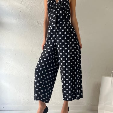 90s ‘Miss Lee’ Polka Dot Jumpsuit / Large 