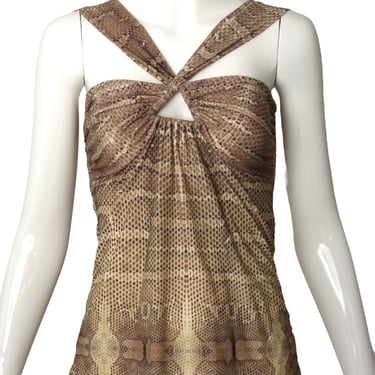 ROBERTO CAVALLI- Reptile Print Jersey Knit Tank, Size 8