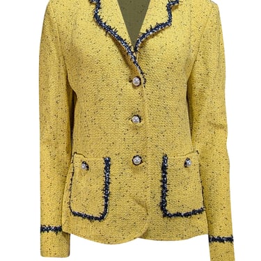 St. John - Yellow & Black Blend Pearl Button Front Blazer Sz 14