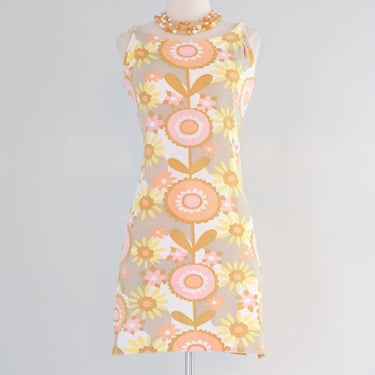 Vintage 1960's Pique Jersey Cotton Mod Shift Dress by Sweda Knits / SM