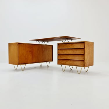 Super Rare Mid century vintage desk with attached sideboard by Alfred Altherr, 1950s 