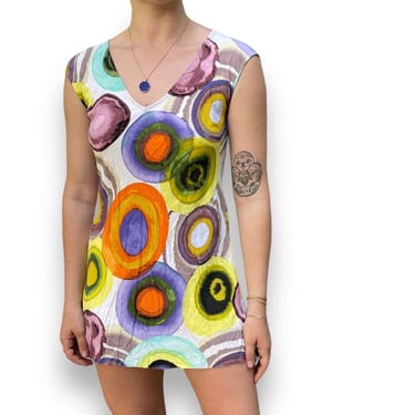 Vintage 1990s Womens Jams World Geometric Raw Hem Mini Beach Dress Sz XS 