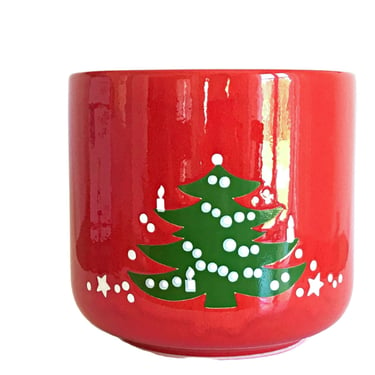 Waechtersbach Christmas tree ceramic flower pot planter / Red  & Green Christmas Holiday Country Farmhouse Christmas Decor 