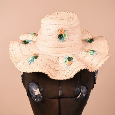 Tan Woven Raffia Summer Hat