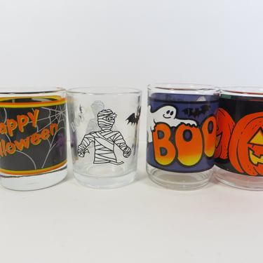 Vintage Halloween Glass Votive Candle Holders - Set of 4 Halloween Glass Votives 