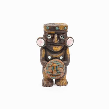 Vintage Tiki Totem God Statue Wooden Figurine Hawaii 