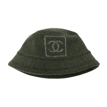 Chanel Grey Wool Logo Bucket Hat