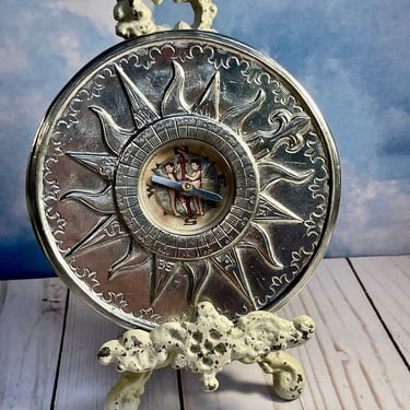 French County Style Decor Compass Sterling Silver Plated Pewter Pierre Deux  RARE C. 1970 Makers Mark On Back New Old Stock New Never Used 