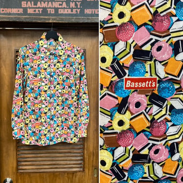 Vintage 1960’s Bassett’s Licorice Candy Glam Rock Mod Pop Art Shirt Top, U.K. Made, Original, 60’s Vintage Clothing 