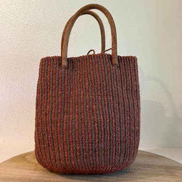 Sisal Woven Weaved Natural Fibers Suede Top Handle Summer Tote Bag 
