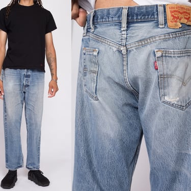 Vintage Levis 501 Distressed Jeans - 37x28 | 90s Levi's Faded Straight Leg Denim 
