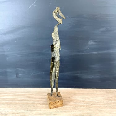 Brutalist metal warrior sculpture - mid century decor 