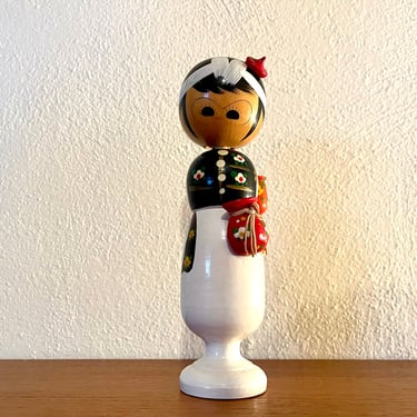 Vintage Korean Kokeshi Nodder Bobblehead Doll 