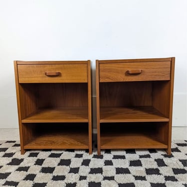 Pair of Danish Modern Single Drawer Teak Nightstands