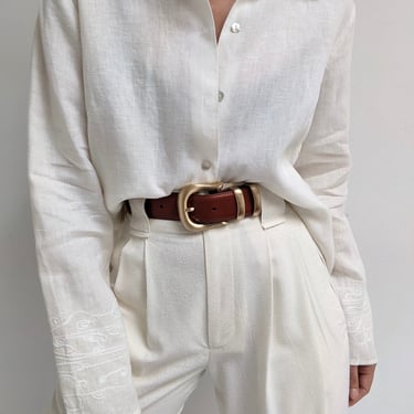 Vintage Ivory Linen Blouse