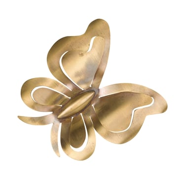 Giorgio Armani 1990s Vintage 3D Butterfly Figural Brass Brooch 
