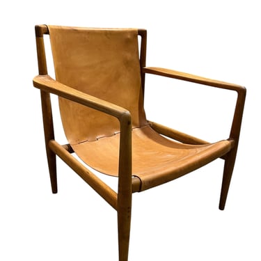 Danish Mahogany and Leather Armchair From A Good Cabinet Shop