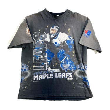 Vintage Toronto Maple Leafs T-Shirt NHL Hockey Tee Single Stitch Rare EPIC Faded Black