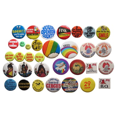 Vintage Pinback Button -  60s 70s Groovy Humor Themes - Misc. Novelty Pins - You Choose - Genuine Vintage Pin Button 