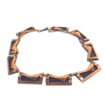 RENOIR Copper Necklace, Designer Copper and Black Choker, Vintage Copper Necklace, Copper Choker Necklace, Collectors Necklace, Renoir 