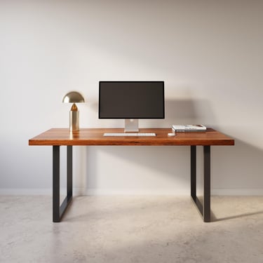 Desk - Walnut Home Office Desk, Office Desk, Computer Desk, Desk, Mid Modern Solid Wood 