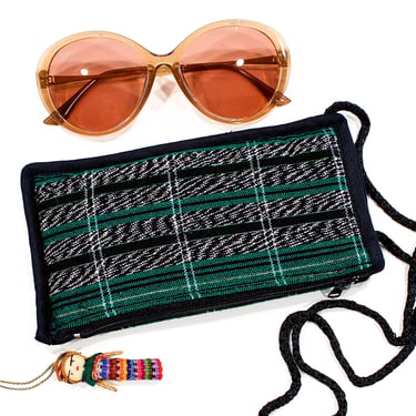 Deadstock VINTAGE: 1980s - Native Guatemala Eyeglass Pouch - Native Textile - Sunglasses Holder - Shimmery Fabric Bag - SKU 1-C3-00029758 