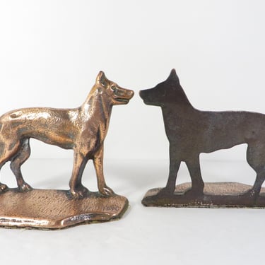 Vintage Copper German Shepherd Bookends 