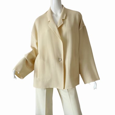 80s Genny Italy Jacket / Vintage Kimono Cardigan Jacket / 1980s Boyfriend Minimalist Blazer Large 