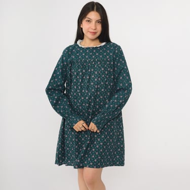 80s Floral Cottagecore Dress Vintage Dark Teal Green | Shop Exile - Tucson,  AZ | ATTIC