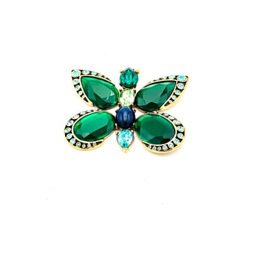 Oscar de la Renta Emerald Butterfly Brooch