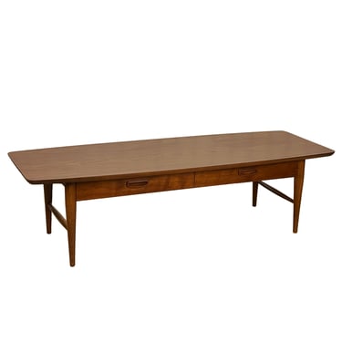 Mid-Century Walnut Surfboard Cocktail Coffee Table by Lane