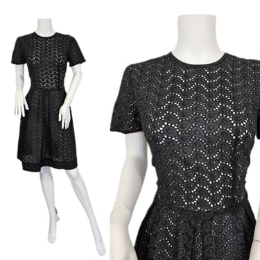 1960's Black Eyelet Cotton Dress I See Through I Sz Med I Pin Up I Rockabilly I VLV 